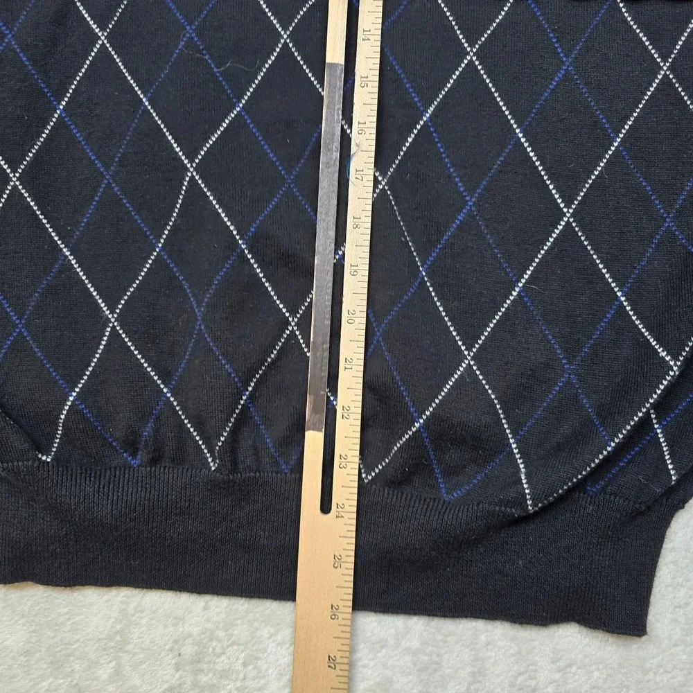 Polo Golf Ralph Lauren Argyle Sweater Vest Mens XL Black‎ Pima Cotton